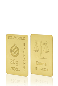 Lingotto Oro segno zodiacale Bilancia 18 Kt da 20 gr. - Idea Regalo Segni Zodiacali - IGE: Italy Gold Exchange